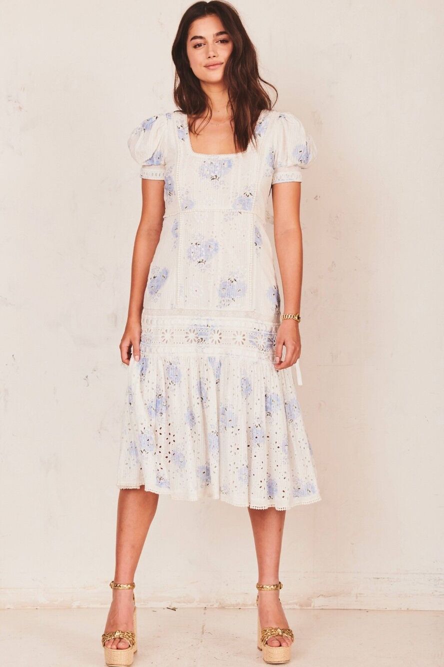 LoveShackFancy Reggie dress in morning mist sz 6